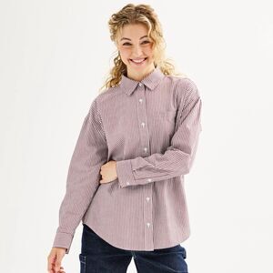 New SO Juniors Women’s Plus Size 1X Button Down Shirt Striped Brown And White